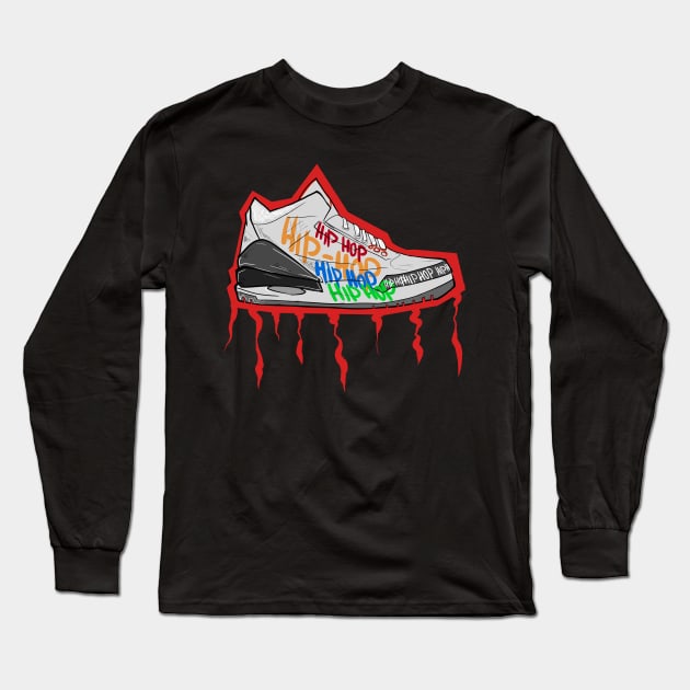 Hip Hop Jordan Shoes Long Sleeve T-Shirt by yera